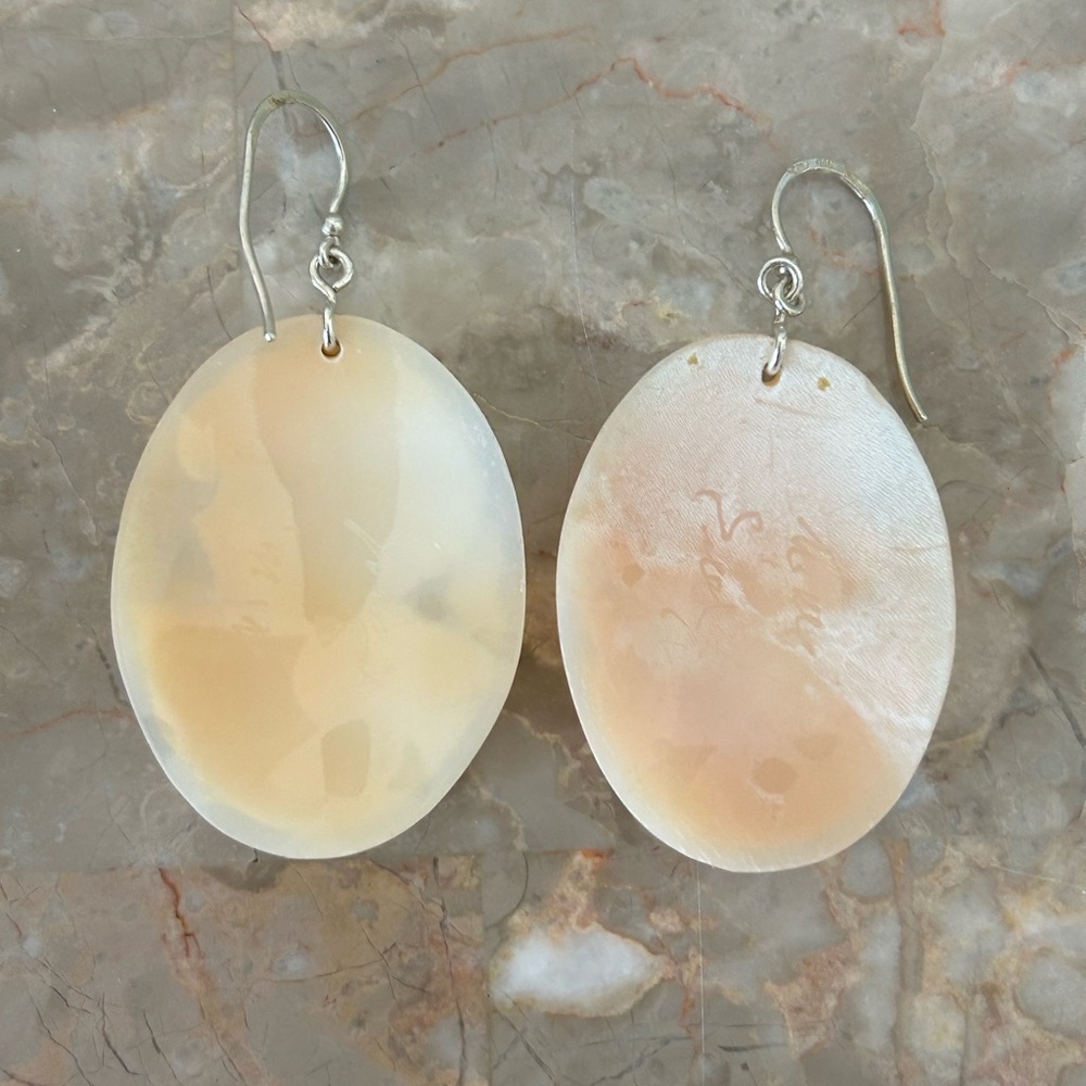 Italian Carved Shell Cameo M&M Scognamilio 925 Earrings - Picture 2 of 4